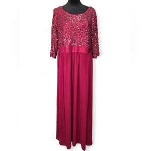 Ever Pretty 4XL Burgundy Sequin Top Evening Gown Maxi Dress Formal Wedding